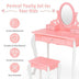 Kids Vanity Princess Makeup Dressing Table Stool Set with Mirror and Drawer-Pink - Color: Pink - Minihomy