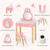 Kids Vanity Set Rabbit Makeup Dressing Table Chair Set with Mirror and Drawer-White - Color: White - Minihomy