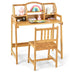 Bamboo Kids Study Desk and Chair Set with Bookshelf - Color: Natural - Minihomy