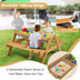 3-in-1 Kids Outdoor Picnic Water Sand Table with Umbrella Play Boxes - Color: Green - Minihomy