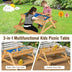 3-in-1 Kids Picnic Table Wooden Outdoor Water Sand Table with Play Boxes - Color: Natural - Minihomy