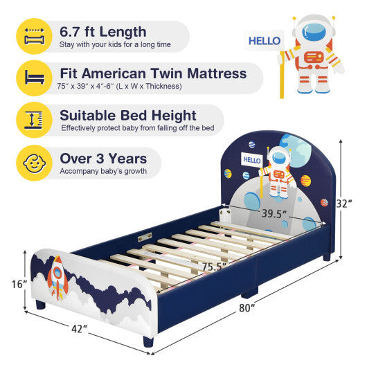 Kids Upholstered Platform Bed with Headboard and Footboard - Minihomy