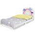 Kids Twin Size Upholstered Platform Wooden Bed with Rainbow Pattern - Minihomy