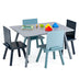 5 Pieces Kids Wooden Activity Play Furniture Set with Building Blocks-Blue - Color: Blue - Minihomy