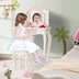 2-in-1 Kids Vanity Table Set with Tri-folding Mirror-Pink - Color: Pink - Minihomy