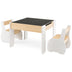 4-in-1 Wooden Activity Kids Table and Chairs with Storage and Detachable Blackboard-White - Color: White - Minihomy