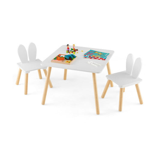 3 Pieces Kids Table and Chairs Set for Arts Crafts Snack Time-White - Color: White - Minihomy