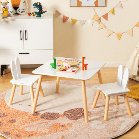 3 Pieces Kids Table and Chairs Set for Arts Crafts Snack Time-White - Color: White - Minihomy