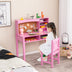 Kids Desk and Chair Set with Hutch and Bulletin Board for 3+ Kids-Pink - Color: Pink - Minihomy