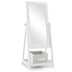 Kids Full Length Wooden Standing Mirror with Bottom Shelf and Foldable Storage Bin-White - Color: White - Minihomy