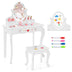 Kids Vanity and Stool Set with 360? Rotatable Mirror and Whiteboard-White - Color: White - Minihomy