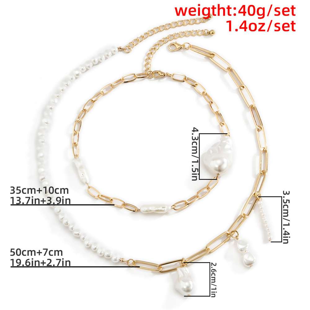 Asymmetrical Shaped Imitation Pearl Set Necklace - Minihomy