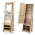 2-in-1 Wooden Cosmetics Storage Cabinet with Full-Length Mirror and Bottom Rack - Minihomy