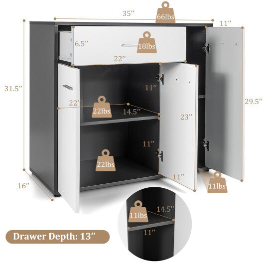 Buffet Sideboard Storage Cabinet with Spacious Table Top - Minihomy