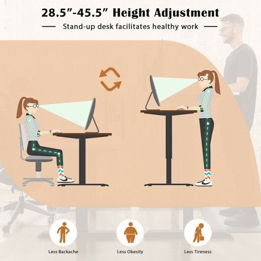 L-shaped Electric Standing Desk with 4 Memory Positions and LCD Display-Rustic Brown - Color: Rustic Brown - Minihomy