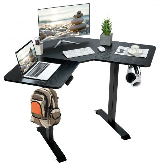 L-shaped Electric Standing Desk with 4 Memory Positions and LCD Display-Black - Color: Black - Minihomy