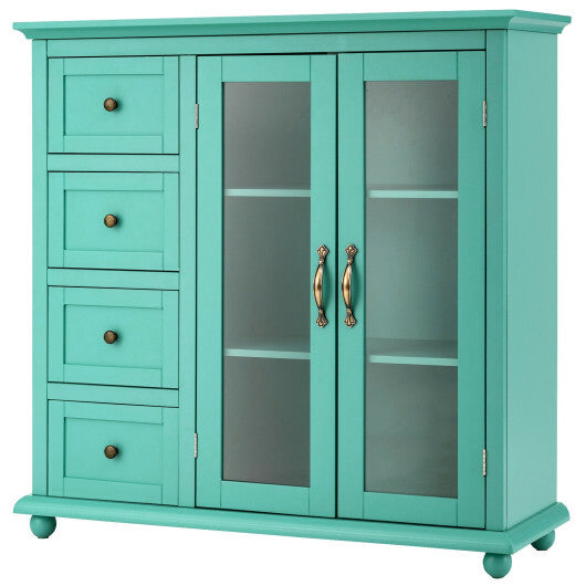 Buffet Sideboard Table Kitchen Storage Cabinet with Drawers and Doors-Blue - Minihomy