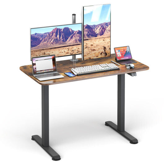 Electric Standing Desk Adjustable Stand up Computer Desk Anti-collision-Rustic Brown - Color: Rustic Brown - Minihomy