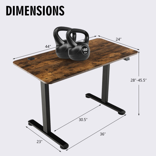 Electric Standing Desk Adjustable Stand up Computer Desk Anti-collision-Rustic Brown - Color: Rustic Brown - Minihomy