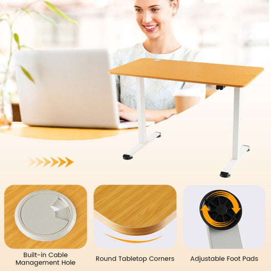 Electric Standing Desk Adjustable Stand up Computer Desk Anti-collision-Natural - Color: Natural - Minihomy