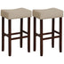 2 Set of 29 Inch Height Upholstered Bar Stool with Solid Rubber Wood Legs and Footrest-Beige - Color: Beige - Minihomy