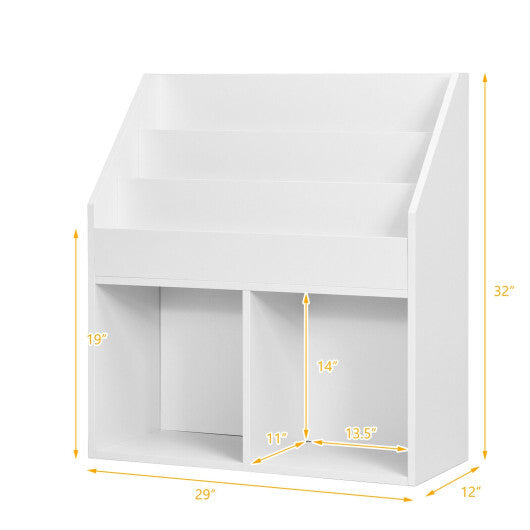 Kids Wooden Bookshelf Bookcase Children Toy Storage Cabinet Organizer White - Minihomy