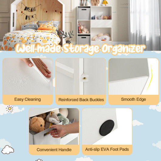 Kids Toy Storage Cabinet Shelf Organizer-White - Color: White - Minihomy