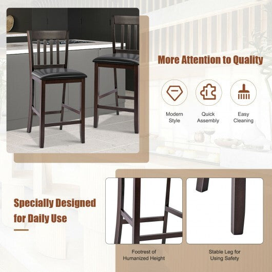 25 Inches Set of 2 Bar Stools with Rubber Wood Legs - Minihomy