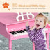 30-Key Wood Toy Kids Grand Piano with Bench & Music Rack-Pink - Color: Pink - Minihomy