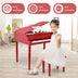 30-Key Wood Toy Kids Grand Piano with Bench and Music Rack-Red - Color: Red - Minihomy