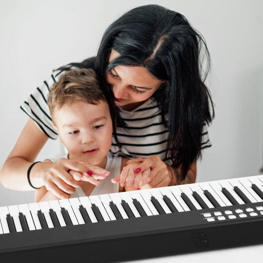 88-Key Portable Full-Size Semi-weighted Digital Piano Keyboard-Black - Color: Black - Minihomy