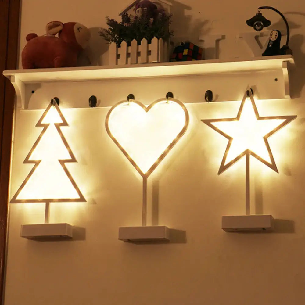 Modern Romantic Star Heart Christmas Tree LED Night Light - Minihomy