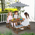 Kids Picnic Table and Bench Set with Cushions and Height Adjustable Umbrella-Blue - Color: Blue - Minihomy