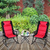 3 Pcs Outdoor Folding Rocking Chair Table Set with Cushion-Black&Red - Color: Red - Minihomy