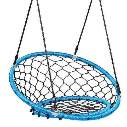 Net Hanging Swing Chair with Adjustable Hanging Ropes-Blue - Color: Blue - Minihomy