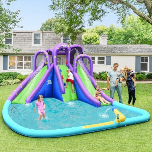 Inflatable Water and Sand Park Mighty Bounce House with Large Pool - Color: Purple - Minihomy