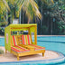 Kids Patio Lounge Chair with Cup Holders and Awning - Color: Multicolor - Minihomy