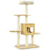 4 Levels Modern Wood Cat Tower with Washable Mats-Walnut - Minihomy