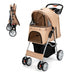 Folding Pet Stroller with Storage Basket and Adjustable Canopy-Black - Minihomy