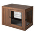 Furniture Dog Crate with Cushion and Double Doors-Walnut - Color: Walnut - Minihomy