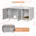 Cat Litter Box Enclosure with Divider and Double Doors-Gray - Color: Gray - Minihomy