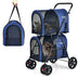 4-in-1 Double Pet Stroller with Detachable Carrier and Travel Carriage-Beige - Minihomy