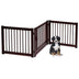 24 Inch Configurable Folding 3 Panel Wood Dog Fence - Color: Brown - Minihomy