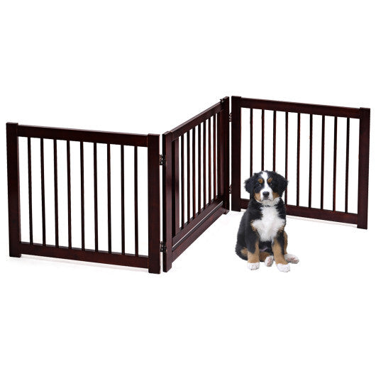 24-Inch Configurable Folding 3-Panel Wood Dog Fence - Minihomy