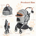 Foldable Dog Cat Stroller with Removable Waterproof Cover-Dark Gray - Color: Dark Gray - Minihomy