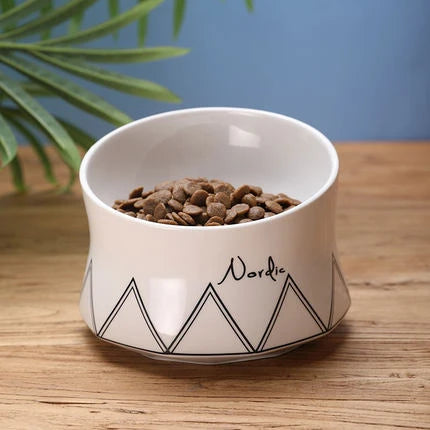 Pet Bowl Ceramic Drinking Feeder Dog Dual-Use High Rise Bowl - Minihomy