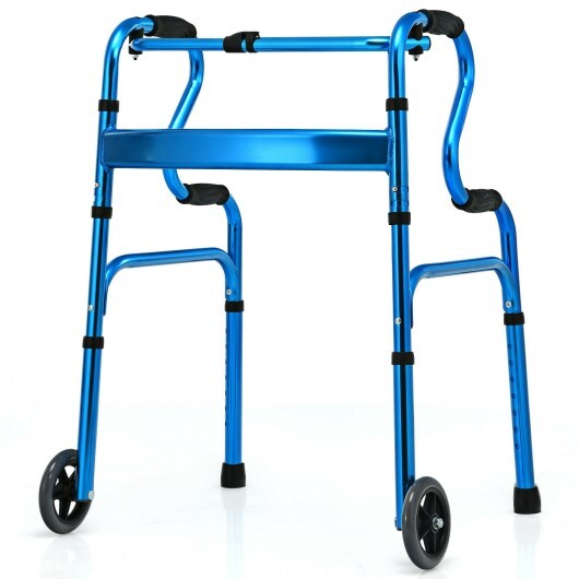 Aluminum Heavy-Duty Folding Stand-Assist Walker with Wheels - Minihomy