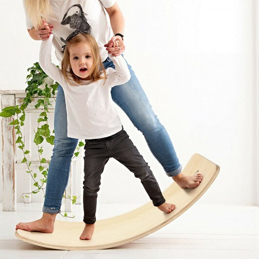 Wooden Wobble Balance Board Kids with Felt Layer-Natural