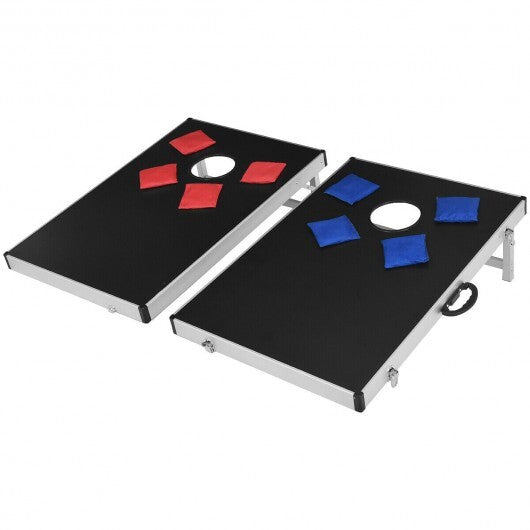 Cornhole Set with Foldable Design and Side Handle - Color: Black - Minihomy