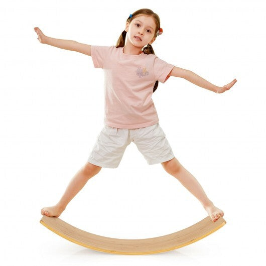 35.5 Inch Wooden Wobble Balance Board for Toddler and Adult - Color: Natural - Minihomy